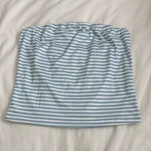 Blue and White Striped Tube Top